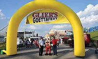 Dan and Dave Glier with Their Mascot Mr. Goetta