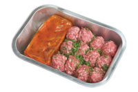 meatballs and sauce in tray