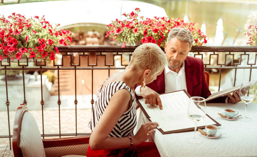 Man and Woman Dining at Restaurant
