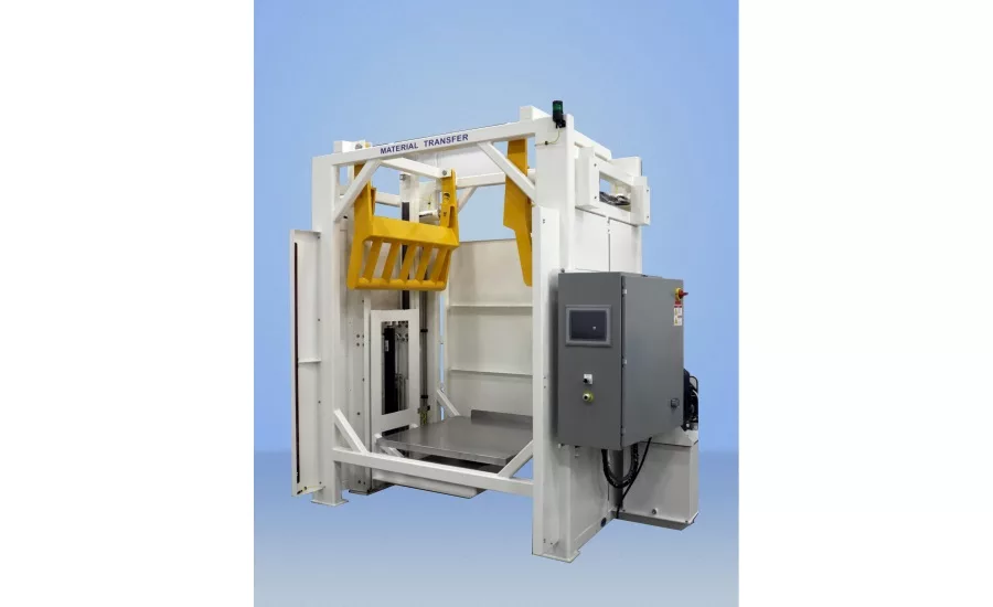 Material Transfer food grade bulk bag conditioner and four post bulk bag filler with densification system