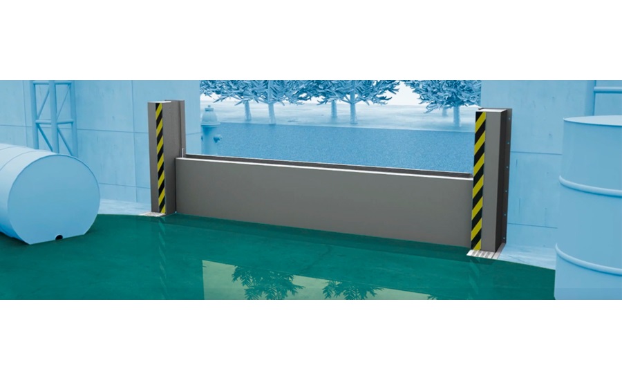 DENIOS Pop Up barriers automatically protect against floods, spills