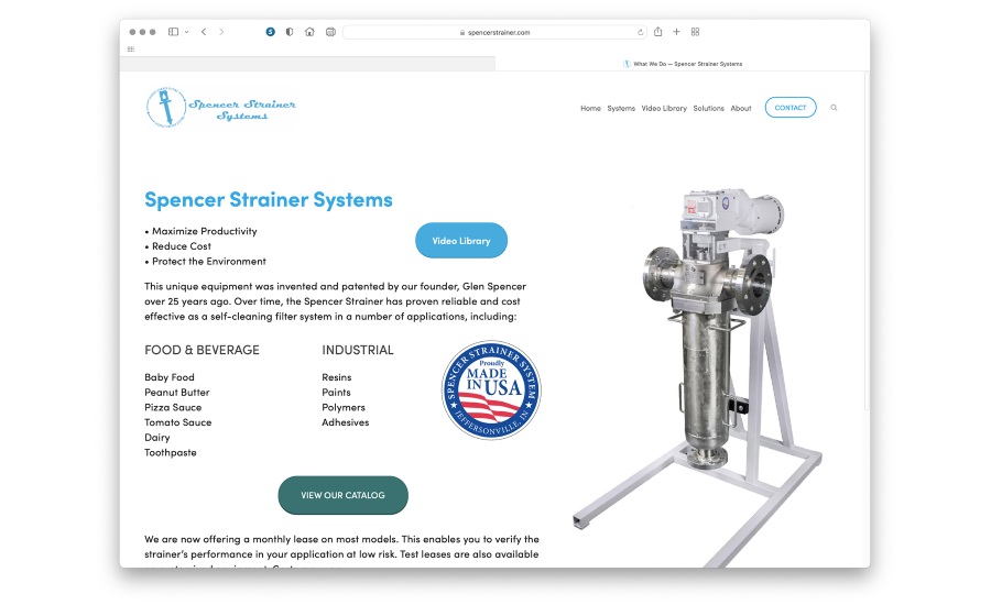 Spencer Strainer unveils new website